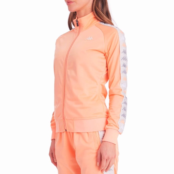 Kappa 222 Banda Wanniston 2 Orange & Grey Slim Full Zip Track Jacket - Picture 3 of 8